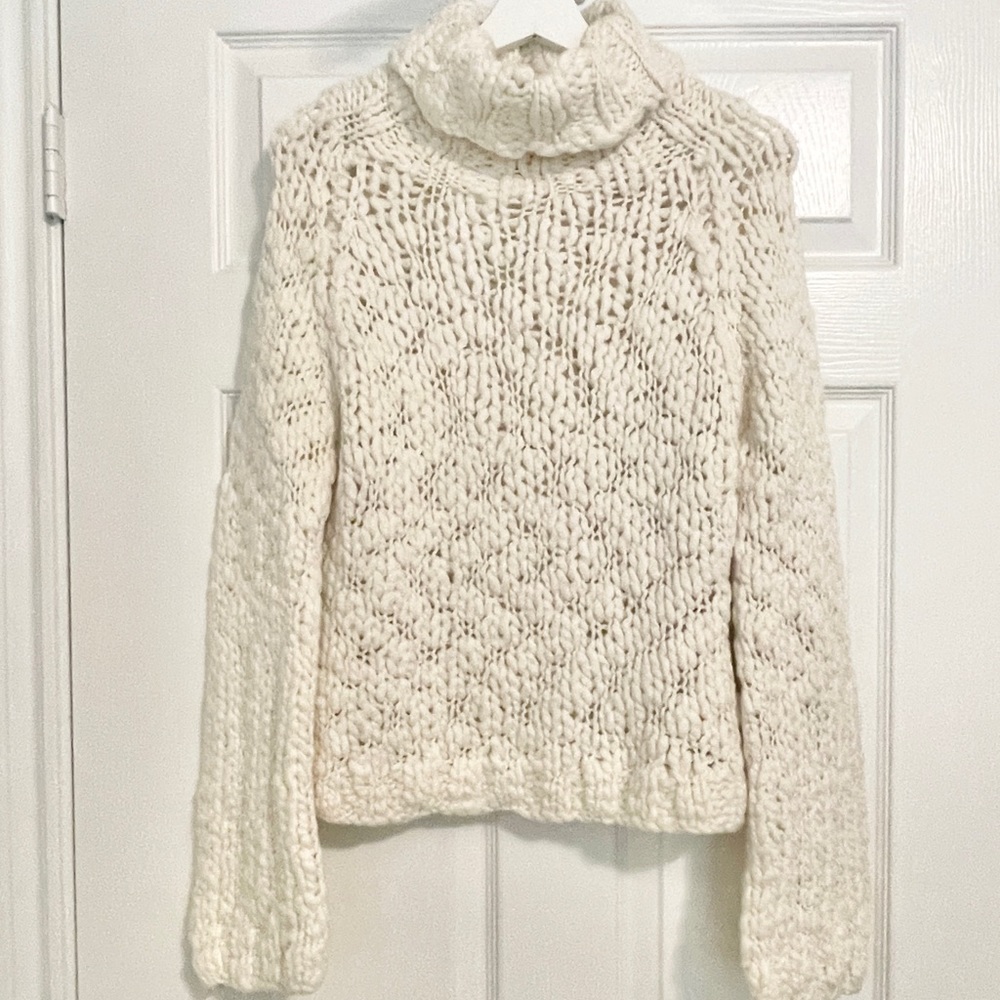 Saskia Knit Turtleneck Chunky Ivory Sweater - Picture 2 of 7